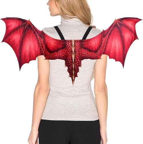 ZHER-LU Drachenkostüm Flügel Drachen Umhang Flügel für Erwachsene, Halloween Karneval Cosplay Zubehör für Erwachsene (Rot) von ZHER-LU