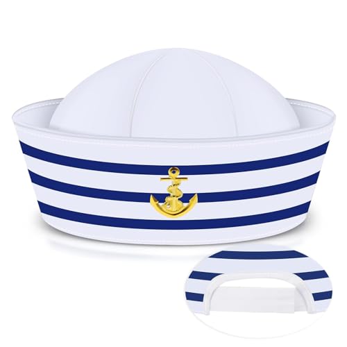 ZHER-LU Matrosenkapitän Hut blau mit weißen Segelhüten für Erwachsene Navy Kostüm Verkleidungen Party Zubehör von ZHER-LU