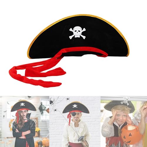 ZHER-LU Piratenhut, Halloween-Dreieckshut, Piratenhut, Halloween-Party, Kostüm-Requisiten (1 Stück) von ZHER-LU