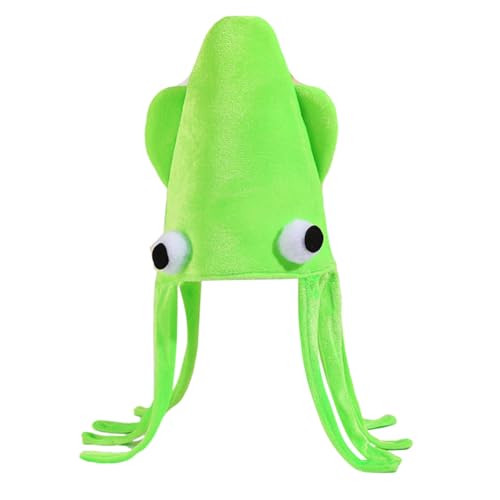 ZHER-LU Tintenfisch Hut Lustige Velours Tintenfisch Hut für Erwachsene Cartoon Octopus Kopfbedeckung Einzigartige Party Dekoration (Grün) von ZHER-LU