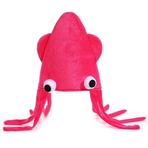 ZHER-LU Tintenfisch Hut Lustige Velours Tintenfisch Hut für Erwachsene Cartoon Octopus Kopfbedeckung Einzigartige Party Dekoration (Rosa) von ZHER-LU