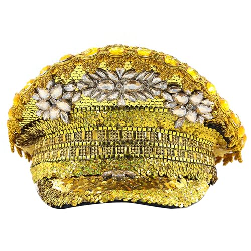ZHGFXIN Gold Captain Cap For Wedding Masquerade Ball Karneval Gethering Women Braut Flachrolle Spiel Sergeant Braut Bachelorette Party Einzigartiger von ZHGFXIN