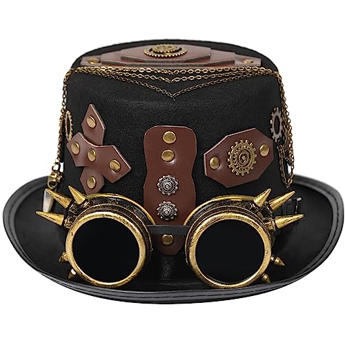 ZHGFXIN Gothic Top Lady Mit Eleganten Getriebebrillen Kettenkopf Kleidung Cosers Kostümzubehör Für Industrielle Zeitalter Unisex Bowler von ZHGFXIN