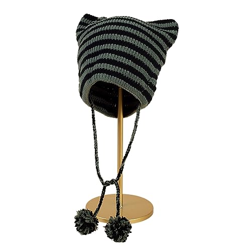 ZHGFXIN Mädchen Strick Osterfoto Requisite Süße Gestreifte Kostüm Y2K Cool Gestrickte Östliche Gestreifte Dekorationen Häkelhüte Für Frauen von ZHGFXIN