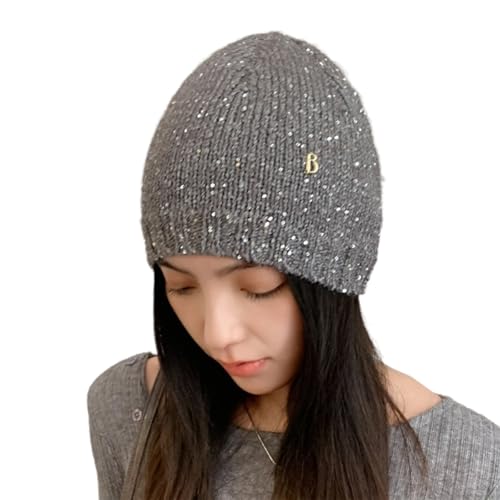 ZHGFXIN Trendy Cap Pailletten Hat Für Party Goers Bühnenaufführungen Stricken Blingbling Trendy Pailletten Stricken Schädelhüme Für Frauen von ZHGFXIN