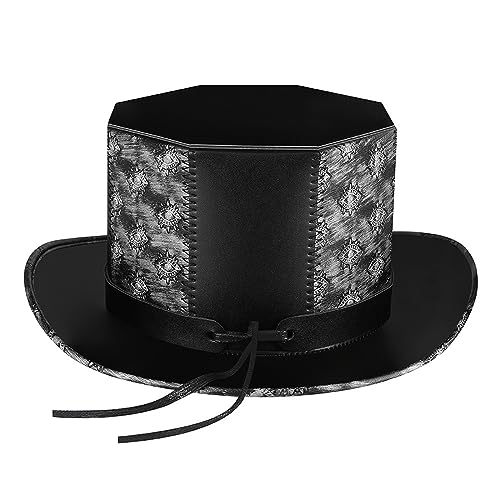 ZHGFXIN Vintage Victorian Flat Top Steampunk Octagonal Cap Magicshow Kopfbedeckung Maskerade Accessoires Rolle Spiel Gentleman Knight Flat Top Für Halloween Partys von ZHGFXIN