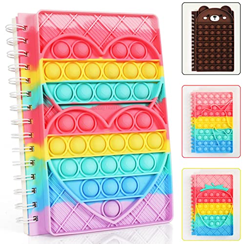 ZHIHUI Pop It Notebook, Fidget Toy Spielzeug Silikon Push Bubbles Notebook Sensory Squeeze, A5 Spirale Notizblock, Portable Pop Fidget Toy It Notizheft Relieve Stress für Schule Office ZHIHUI Pop It Notebook, Fidget Toy Spielzeug Silikon Push Bubbles Notebook Sensory Squeeze, A5 Spirale Notizblock, Portable Pop Fidget Toy It Notizheft Relieve Stress für Schule Office von ZHIHUI