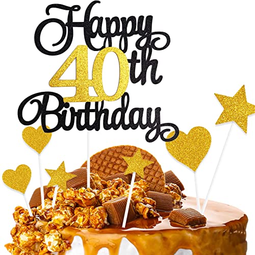 ZHIHUI Tortendeko 40 Geburtstag Schwarz&Golden Junge Mädchen, 7Stück 40.Kuchendeko Geburtstag, Happy 40 Birthday Deko Torte Kuchen Deko Cake Topper für 40 Geburstagstorte Deko Jungen Mädchen Mann Frau ZHIHUI Tortendeko 40 Geburtstag Schwarz&Golden Junge Mädchen, 7Stück 40.Kuchendeko Geburtstag, Happy 40 Birthday Deko Torte Kuchen Deko Cake Topper für 40 Geburstagstorte Deko Jungen Mädchen Mann Frau von ZHIHUI