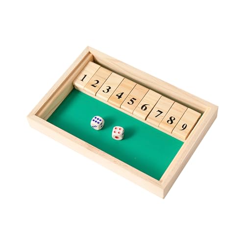 ZHITENG Shut The Box Spiel, Klappbrett Spiel Würfelspiel aus Holz 1 Spieler Familie Holzbrett Tisch Klassisches Holz Brettspiel mit 2 Würfe Mathematik Lernspielzeug, für Party Kneipe von ZHITENG
