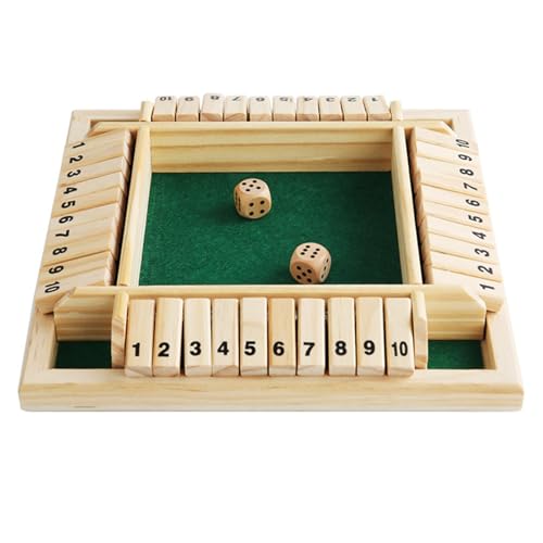 ZHITENG Shut The Box Spiel, Klappbrett Spiel Würfelspiel aus Holz 2-4 Spieler Familie Holzbrett Tisch Klassisches Holz Brettspiel mit 8 Würfe Mathematik Lernspielzeug, für Party Kneipe (Grün) von ZHITENG