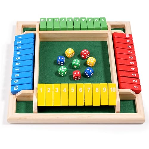 ZHITENG Shut The Box Spiel, Klappbrett Spiel Würfelspiel aus Holz 2-4 Spieler Familie Holzbrett Tisch Klassisches Holz Brettspiel mit 8 Würfe Mathematik Lernspielzeug, für Party Kneipe (Vierfarbig) ZHITENG Shut The Box Spiel, Klappbrett Spiel Würfelspiel aus Holz 2-4 Spieler Familie Holzbrett Tisch Klassisches Holz Brettspiel mit 8 Würfe Mathematik Lernspielzeug, für Party Kneipe (Vierfarbig) von ZHITENG