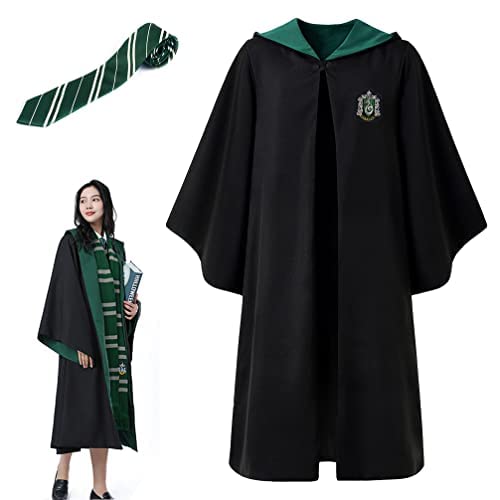 Magier Robe,Magier Uniform,mit Umhang und Krawatte,für Karneval,Halloween,Harry Potter cosplay kostüm (XL, grün) von ZHIXUN