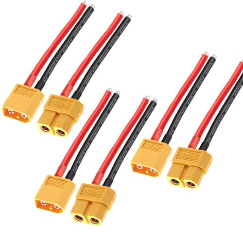 ZHOFONET 3 Paar XT60 Pigtail, XT60 Stecker und Buchse,XT60 Stecker weiblich und Männlich mit 12AWG Silikondraht für RC Lipo Akku FPV Racing Drohne(5cm) von ZHOFONET