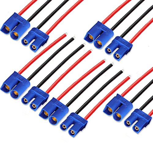 ZHOFONET EC5 Stecker Männlich Weiblich Stecker,5 Paar 10cm 14AWG EC5 Male to Female Silikondraht für RC Lipo Batterie FPV Drone von ZHOFONET