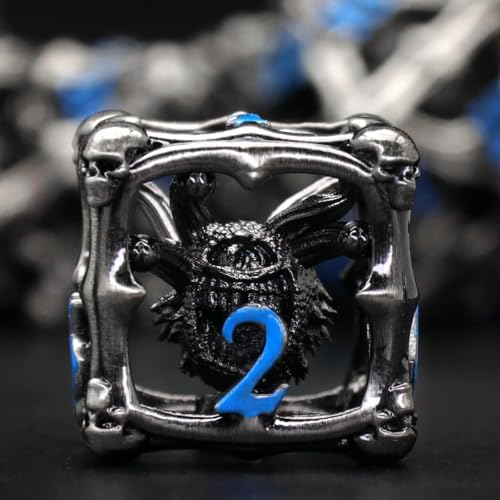 Beholder Würfelset, DND Würfel Metall Dice Set, ZHOORQI W20 Würfel Polyedrische Würfel für Dungeons and Dragons, D&D Spielwürfel Geschenk（Eye-Blue Number） von ZHOORQI