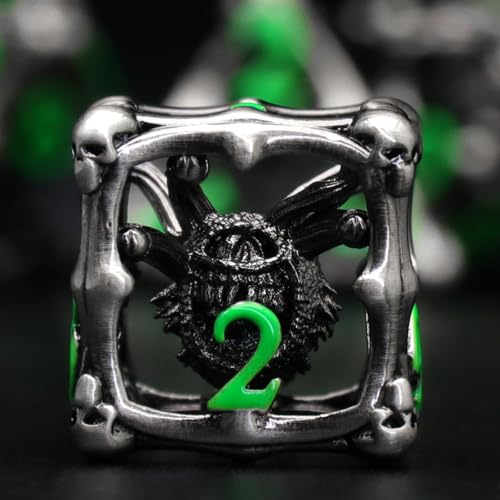 Beholder Würfelset, DND Würfel Metall Dice Set, ZHOORQI W20 Würfel Polyedrische Würfel für Dungeons and Dragons, D&D Spielwürfel Geschenk（Eye-Green Number） von ZHOORQI