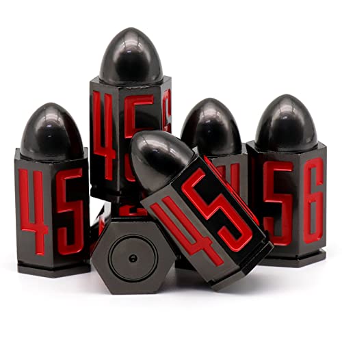 Bullet Metall Würfel Set, D6 DND Würfel 6pcs, ZHOORQI Blutfleck Polyedrische Würfel für D&D Dungeons and Dragons Zubehör Geschenk(Bullet - Red Number) von ZHOORQI