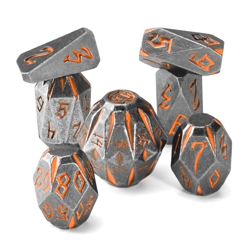DND Würfel Set Metall Polyedrische Würfelset, ZHOORQI Stonehenge Thema DND Dice für Dungeons and Dragons, TTRPG Rollenspiel Tischspiel Cool & Mystisch Würfel Zubehör（ST-Rusty Orange） von ZHOORQI