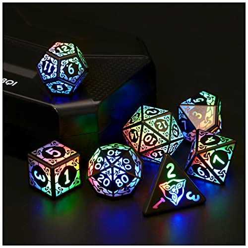 DND Würfel Wiederaufladbar mit Ladebox, 7 PCS LED Elektronische , Dungeons and Dragons Polyedrische Set ZHOORQI D&D MTG Pathfinder Role Playing Game（Colored Light up Dice） von ZHOORQI