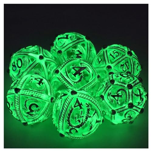 DND Würfelset, Einzigartiges Rundes Hohles Kugel Design für Besseres Rollen, ZHOORQI Drachen Polyedrische Würfel Set für Rollenspiele D&D Dungeons und Dragons Würfel Set Geschenke(Rund-Glow Green) DND Würfelset, Einzigartiges Rundes Hohles Kugel Design für Besseres Rollen, ZHOORQI Drachen Polyedrische Würfel Set für Rollenspiele D&D Dungeons und Dragons Würfel Set Geschenke(Rund-Glow Green) von ZHOORQI