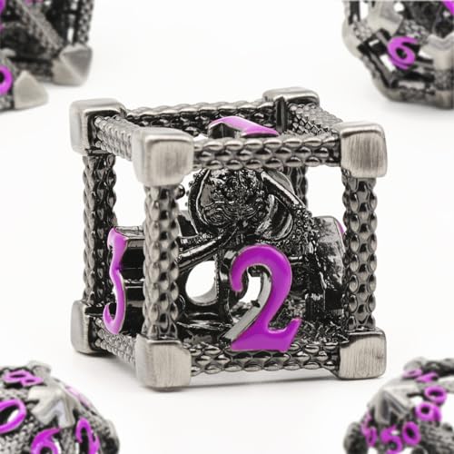 DND Würfelset Rollenspiel, Polyedrische Würfel Set D&D Metall ZHOORQI 7 Stück Der Cthulhu Würfelset für Brettspiel Dungeons and Dragons Verwendet Wird (Z-Purple Number) von ZHOORQI