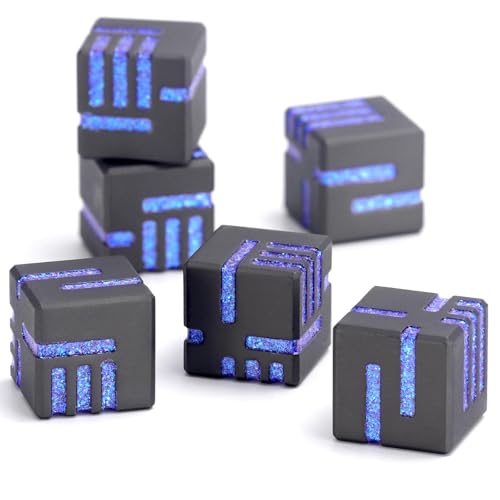 Technologie Metall Würfel, DND Würfel Set 6mm, ZHOORQI W6 Spielwürfel Neu Gestaltete Konzept Würfel für Dungeons and Dragons und RPGs(D6-Glitter Blue) von ZHOORQI