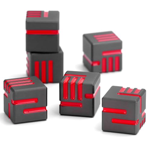 Technologie Metall Würfel, DND Würfel Set 6mm, ZHOORQI W6 Spielwürfel Neu Gestaltete Konzept Würfel für Dungeons and Dragons und RPGs(D6-Gun Red) von ZHOORQI