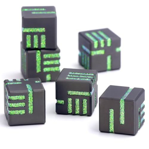 Technologie Metall Würfel, DND Würfel Set 6mm, ZHOORQI W6 Spielwürfel Neu Gestaltete Konzept Würfel für Dungeons and Dragons und RPGs(D6-Glitter Green) von ZHOORQI