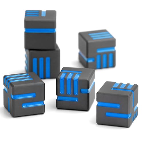 Technologie Metall Würfel, DND Würfel Set 6mm, ZHOORQI W6 Spielwürfel Neu Gestaltete Konzept Würfel für Dungeons and Dragons und RPGs(D6-Gun Blue) von ZHOORQI
