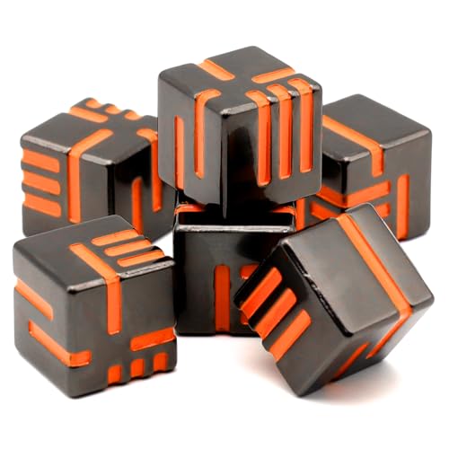 Metall W6 Würfel, Würfelset 16mm D6 Dice, ZHOORQI Spielwürfel Neu Gestaltete Konzept Würfel für MTG, DND, Pathfinder(D6-Gun Orange) von ZHOORQI