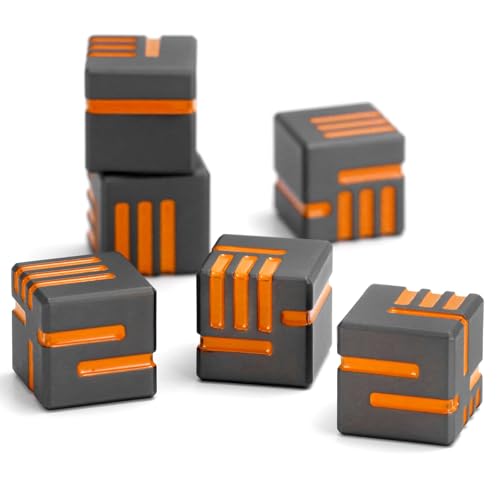 Technologie Metall Würfel, DND Würfel Set 6mm, ZHOORQI W6 Spielwürfel Neu Gestaltete Konzept Würfel für Dungeons and Dragons und RPGs(D6-Gun Orange) von ZHOORQI