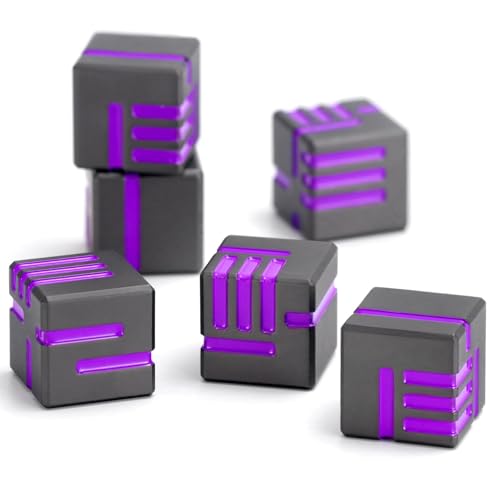 Technologie Metall Würfel, DND Würfel Set 6mm, ZHOORQI W6 Spielwürfel Neu Gestaltete Konzept Würfel für Dungeons and Dragons und RPGs(D6-Gun Purple) von ZHOORQI