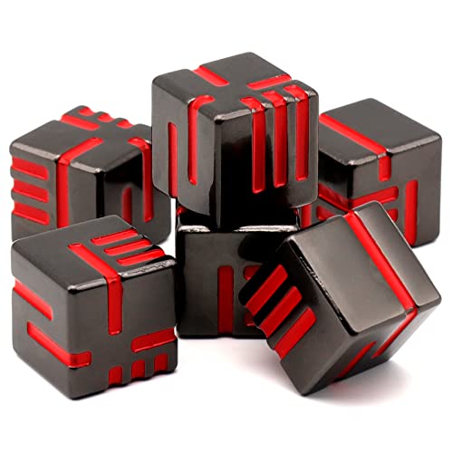 Metall W6 Würfel, Würfelset 16mm D6 Dice, ZHOORQI Spielwürfel Neu Gestaltete Konzept Würfel für MTG, DND, Pathfinder(D6-Gun Red) von ZHOORQI