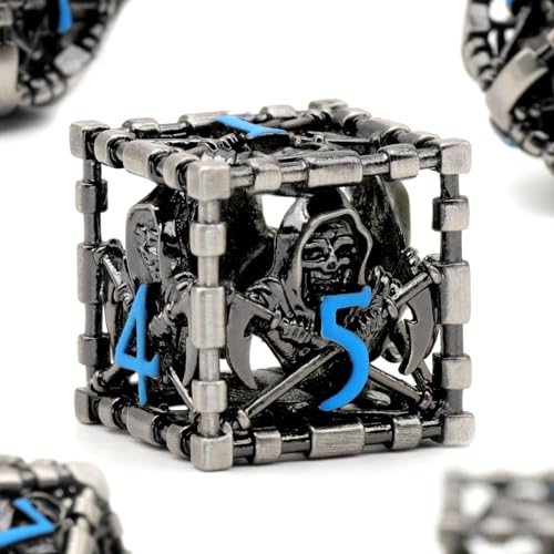 DND WürfelSet Rollenspiel, Polyedrische Dice Set D&D Würfel Set Metall für Brettspiel Dungeons and Dragons Verwendet Wird (S-Blue Number) von ZHOORQI