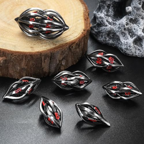 Würfelset for Dungeons and Dragons, DND Würfel 7 Pcs, ZHOORQI D&D Polyedrische Würfel Set Metall für Rollenspiele, The Arcanum Dice Set for Table Games (GZ-Red) von ZHOORQI