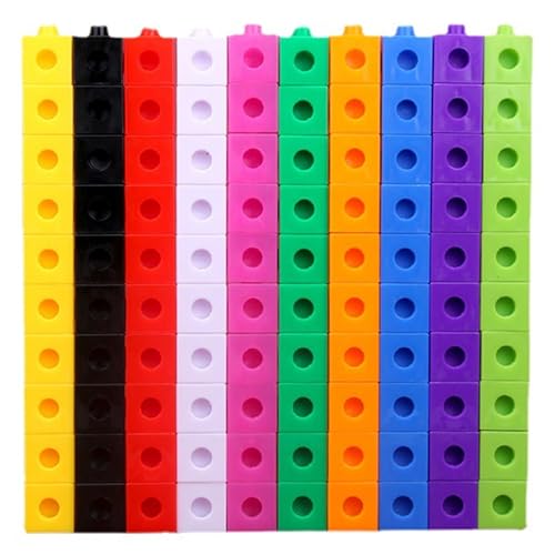 ZHOUBINGBING 100 Blöcke Zahlen, Bildungsspielzeug von Plastikwürfeln für das Zählen, 10 -gefärbte Zahlen Blockspielzeug mit 18 Kinderkartenblättern für Kinder ab 3 Jahren von ZHOUBINGBING