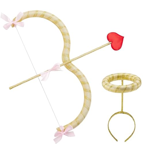ZHOUBINGBING Cupid Bow und Pfeilset One Size Red Arrows Valentinstag Cupid -Kostümzubehör für Erwachsene und goldene Teenager -Sets von ZHOUBINGBING