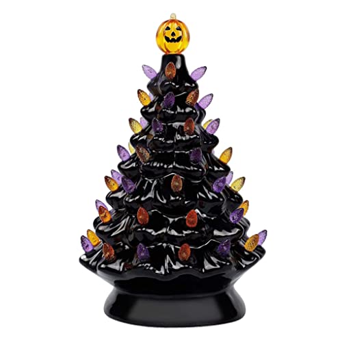 ZHOUBINGBING Halloween -Baum mit Kürbis -LED -Licht, Keramik Orna von ZHOUBINGBING