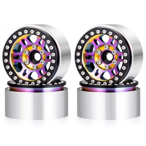 ZHRCFUN 1,9 Zoll RC Beadlock Felgen Aluminiumlegierung Räder Felge für alle TRX4 SCX10 RC Crawler Upgrade (Mehrfarbig) von ZHRCFUN
