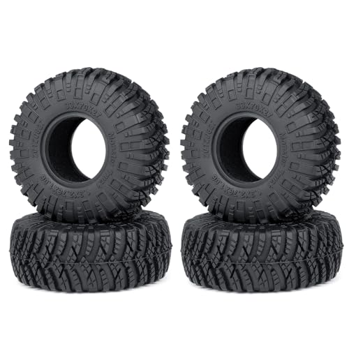 ZHRCFUN 4 Stück 1.3" Reifen - 70mm Gummireifen mit Schaumstoffeinlagen für SCX24 TRX4M 1/24 1/18 Micro Crawler Upgrade Zubehör (Modell B) von ZHRCFUN