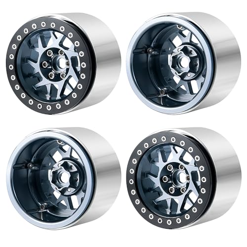 ZHRCFUN 4 Stück 2,2 RC Beadlock Felgen Wheels 45MM für for 1/10 Axial SCX10 90046 TRX4 TRX6 Wraith RR10 D90 RC Crawler Car(Titan) von ZHRCFUN