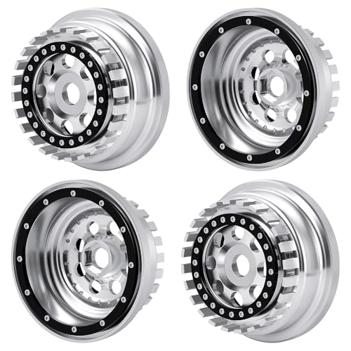 ZHRCFUN 4 Stück CNC Beadlock Felgen Wheel Rims für 1/7 Mojave 6S EXB & 1/8 Mojave 4S BLX Desert Truck Upgrade Zubehör (Silber) von ZHRCFUN