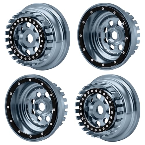ZHRCFUN 4 Stück CNC Beadlock Felgen Wheel Rims für 1/7 Mojave 6S EXB & 1/8 Mojave 4S BLX Desert Truck Upgrade Zubehör (Titan) von ZHRCFUN