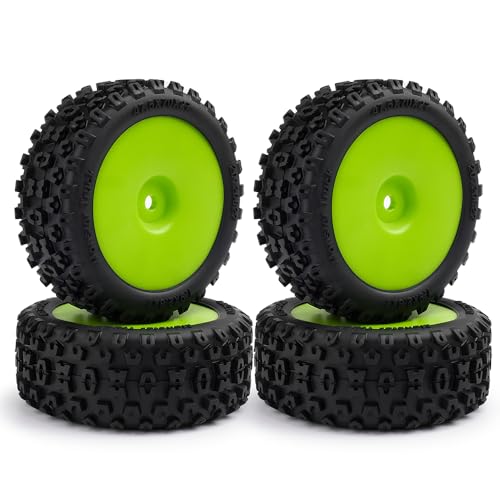 ZHRCFUN 4 Stück RC Beadlock Felgen und Reifens Satz für 1/18 Typhon Grom Mini-Buggy-Truck Upgrade-Teile (Grün) von ZHRCFUN
