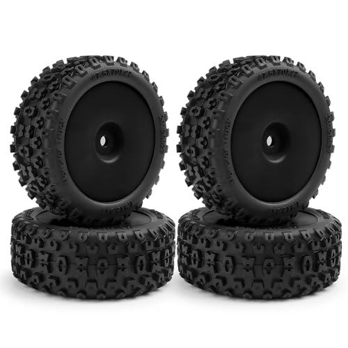ZHRCFUN 4 Stück RC Beadlock Felgen und Reifens Satz für 1/18 Typhon Grom Mini-Buggy-Truck Upgrade-Teile (Schwarz) von ZHRCFUN