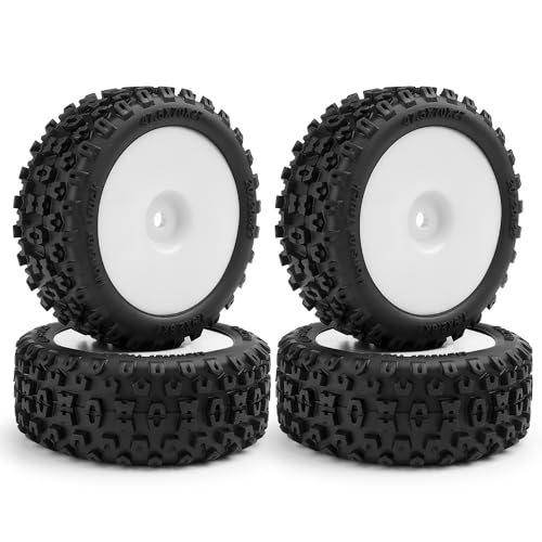 ZHRCFUN 4 Stück RC Beadlock Felgen und Reifens Satz für 1/18 Typhon Grom Mini-Buggy-Truck Upgrade-Teile (Weiß) von ZHRCFUN