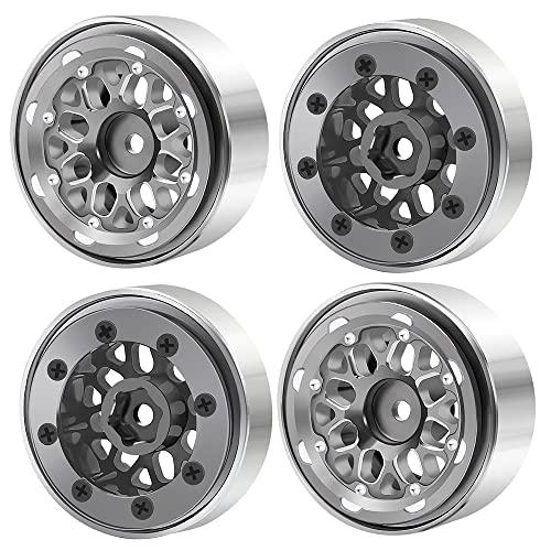 ZHRCFUN 4PCS Metall RC Felgen Beadlock Radfelgen Naben für TRX4M Bronco Defender 1/18 Axial SCX24 1/24 RC Crawler Car Teile (Titanium) von ZHRCFUN