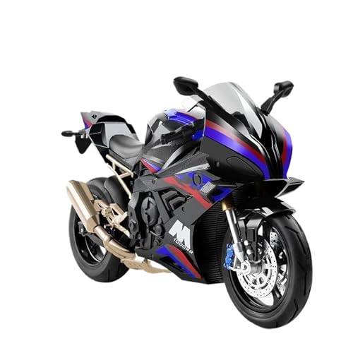 1:10 Für BMW S1000RR Simulation Legierung Motorrad Modell Sound Und Licht Sammlung Spielzeug Auto Erwachsene Geschenk Für Jungen(Schwarz) von ZHRDWE