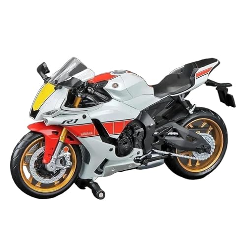 1:12 Für Yamaha YZF-R1M 60. Jahrestag Rennmotorräder Legierung Motorrad Modell Spielzeugauto Hobby Sammlung Geschenk(White) von ZHRDWE