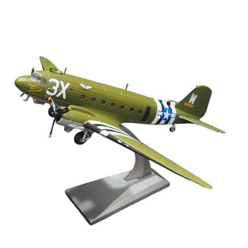 Spielflugzeug 1:100 Für WWII C47/DC3 Flugzeugmodell Aus Metalldruckgusslegierung (mit Ständer) Landung In Der Normandie Für 75. Jahrestag, Militär-Ausstellungsmodell, Sammlergeschenke Miniaturmodell von ZHRDWE